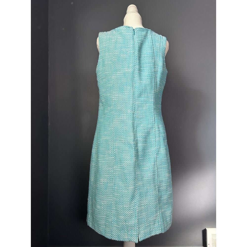 Talbots Sleeveless Dress Teal Tweed Summer Spring Coastal Preppy Classic 12P - Picture 2 of 13